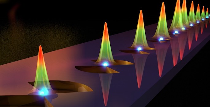 The team developed structure that’s part bowtie, part funnel that conducts light powerfully and indefinitely, as measured by a scanning near field optical microscope.