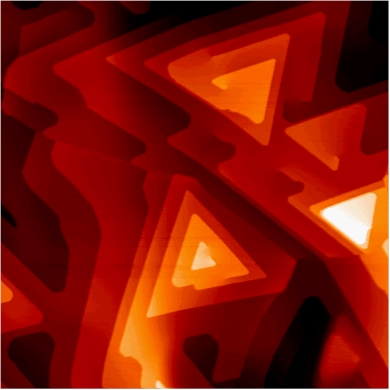 Triangular growth spirals on a Bi2Se3 topological insulator film imaged via scanning tunneling microscopy. Credit: Physical Review Letters, 110, 186804 (2013)