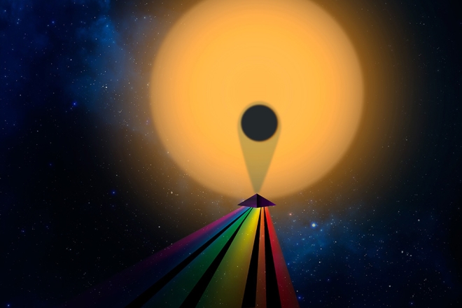 Artistic rendering of a planet's transmission spectrum