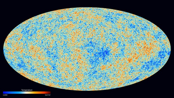 This image details temperature variations in the cosmic microwave background