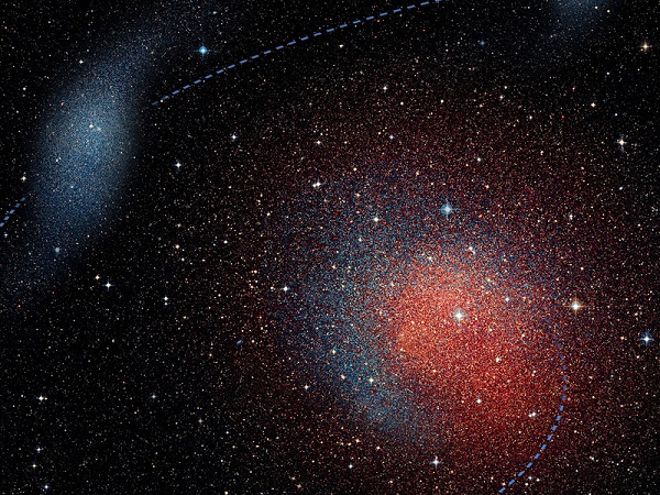 rtist's impression of the merger between two smaller dwarf galaxies; the result was the dwarf galaxy Andromeda II