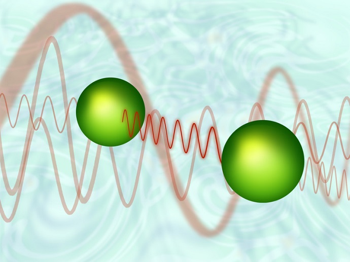 Two atoms exchanging a virtual photon. Empty space around them is not as empty as one might think