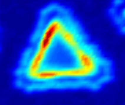 This photoluminescence intensity map shows a typical piece of the lateral heterostructures