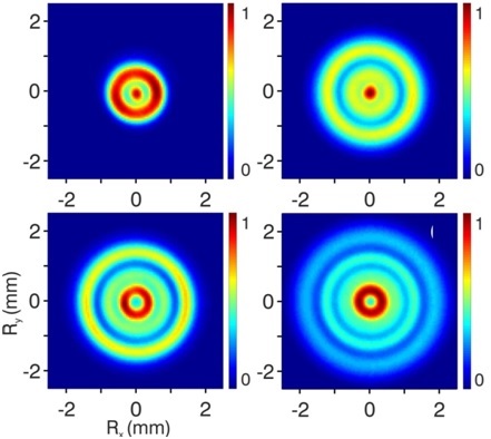 Sample images recorded for ionization of helium atoms