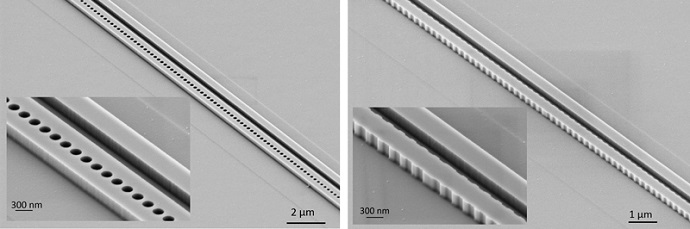 SEM images of a photonic crystal cavity thermometer