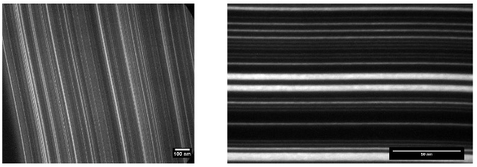 TEM images of the test pattern with linewidth s down to 1.5 nm