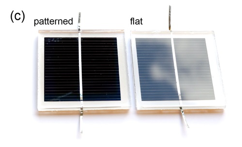 Photograph of glass-encapsulated solar cells