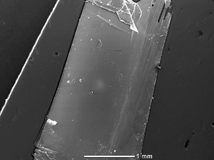 Electronmicroscopic image of a black arsenic phosphorus crystal