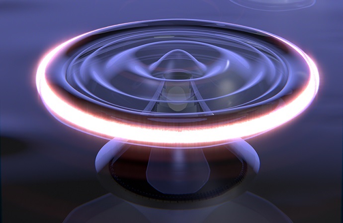 In the experiment a bright laser beam was used to draw energy out of waves on the surface of the superfluid