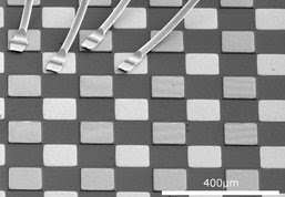 Scanning electron microscope image of several quantum cascade detector pixels of a test setup