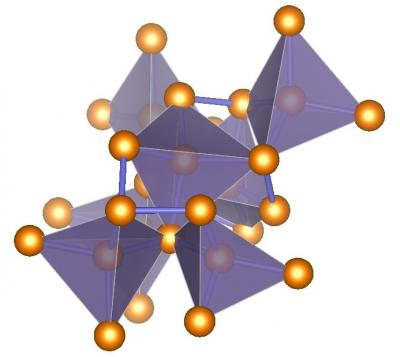 Illustration of ST12-germanium’s complex tetragonal structure with tetrahedral bonding