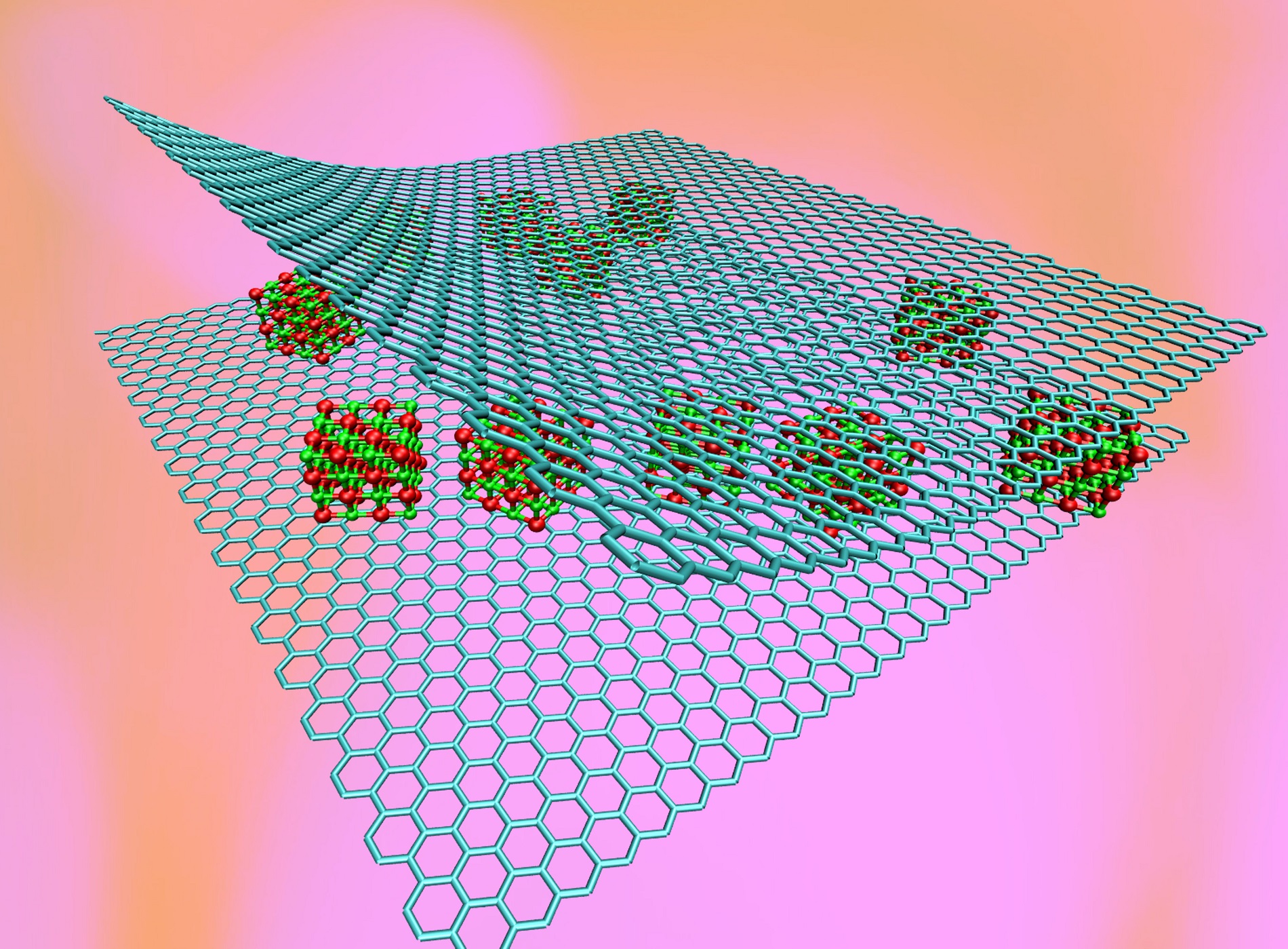 Nanoclusters of magnesium oxide sandwiched between layers of graphene
