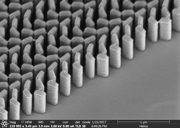The array of titanium dioxide nanofins can be tailored for any immersion liquid