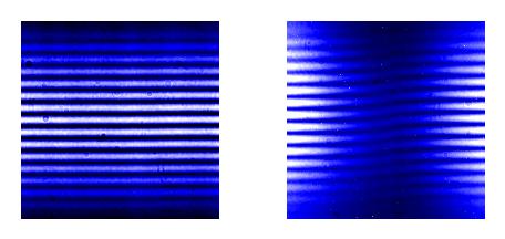 UV radiation from a relativistic electron beam is diffracted by a double-slit