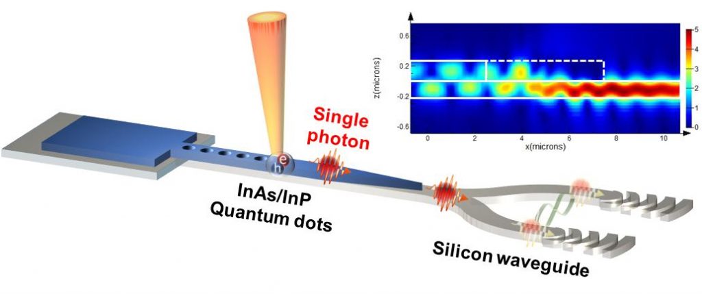 Schematic of the integrated InP nanobeam and silicon waveguide.