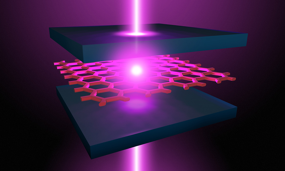 In this optical microcavity, created by the lab of Nick Vamivakas, confined light interacts with an atomically thin semiconductor to create particles with negative mass