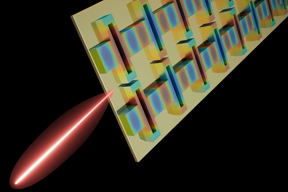 A tiny terahertz laser designed by MIT researchers is the first to reach three key performance goals at once: high power, tight beam, and broad frequency tuning