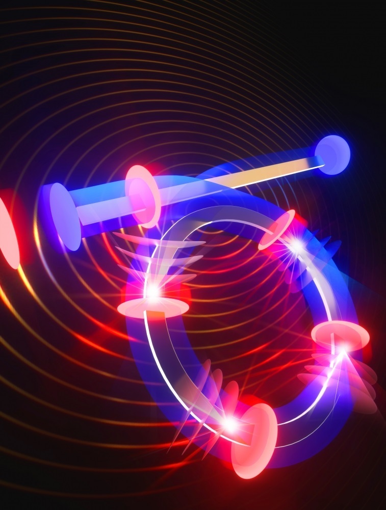 Artist's interpretation of the optical dynamics inside the laser ring cavity of the new Brillouin laser