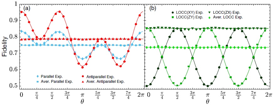 Experimental Fidelities of orienteering based on parallel and antiparallel spins