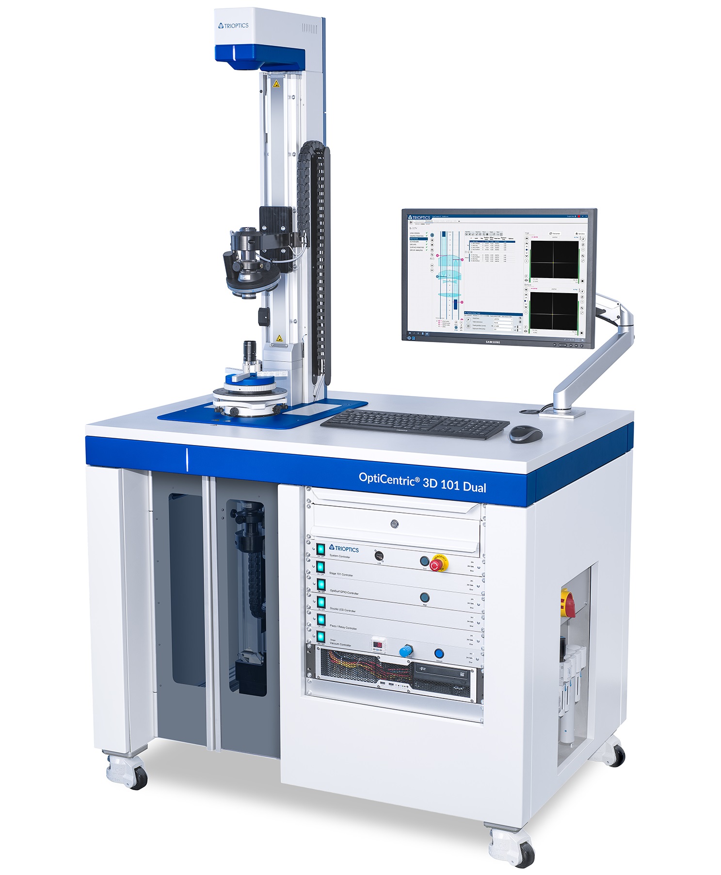 The compact OptiCentric® 101 Dual for fast measurement of complex lenses systems