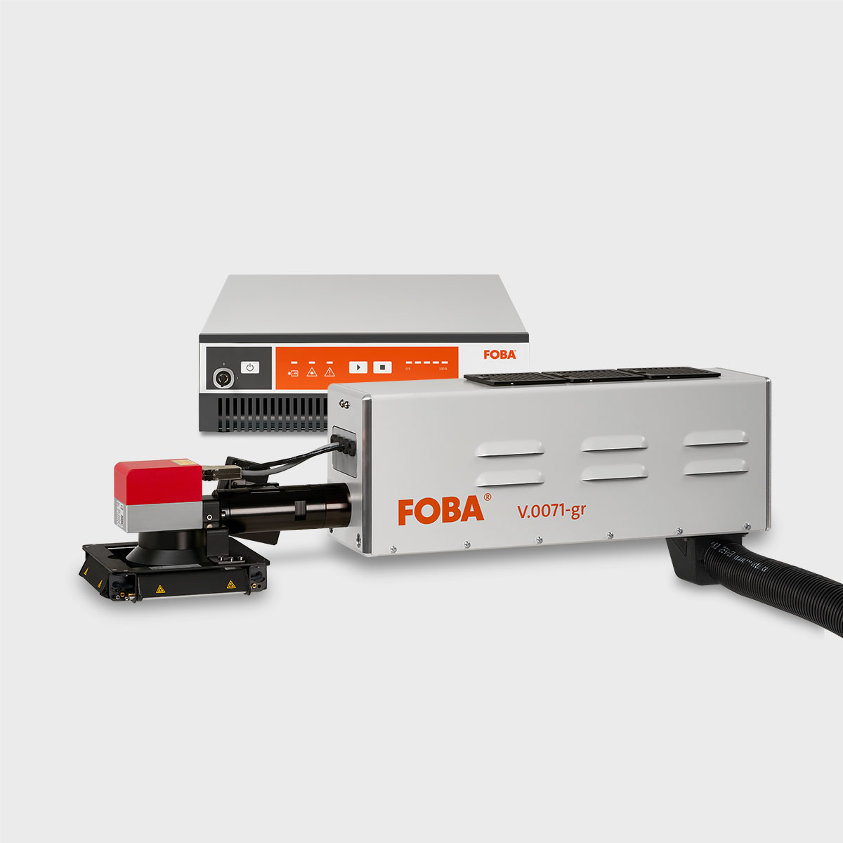 FOBA V.0071-gr 7-watt laser marking system is classified laser protection class 4 and must be equipped with a housing or integrated into a marking unit