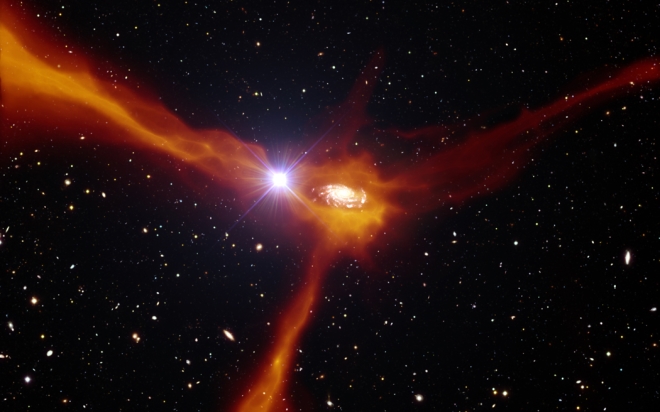Artist’s impression of a galaxy accreting material from its surroundings