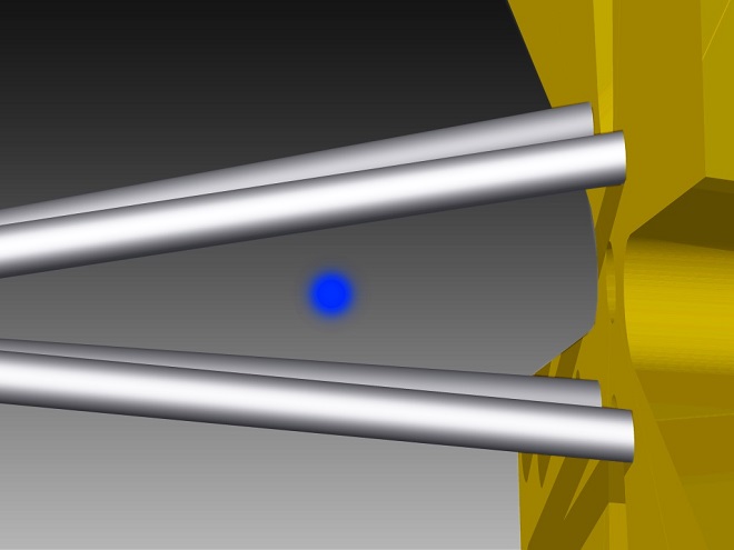 A single trapped ion in a linear Paul trap with special geometry