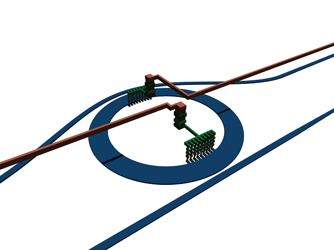 3D render of the tunable filter which is a key component in converting optical data to an electrical signal