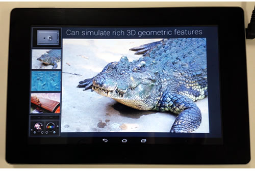 The prototype tablet with haptic sensory technology