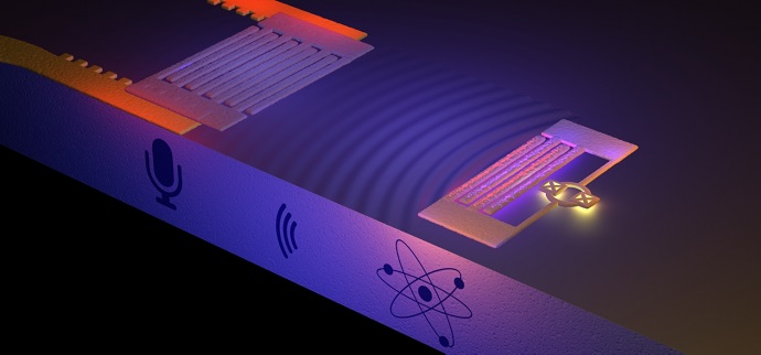 Artificial atom generates sound waves consisting of ripples on the surface of a solid