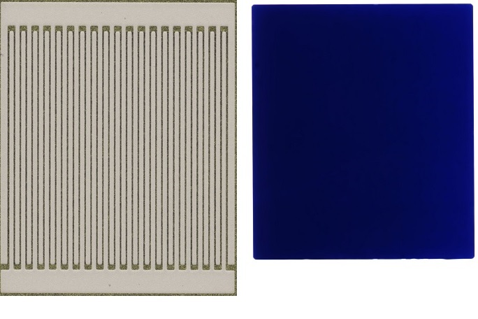 Front- and backside of a back contacted solar cell