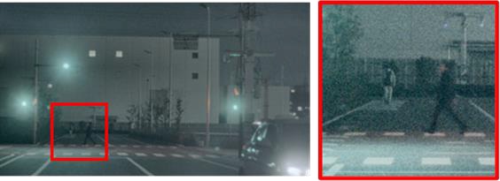 Pedestrians detected 120 m ahead under 0.1 lux illumination