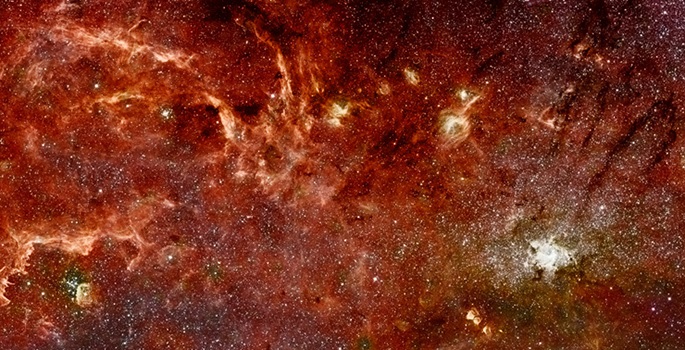 Hubble-Spitzer mosaic of the galactic center