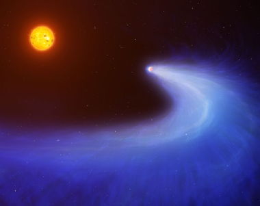 Red dwarf burns off planet’s hydrogen giving it massive comet-like tail