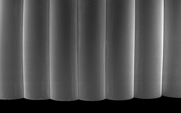 Scanning electron microscope image of a sample from a printed glass prism