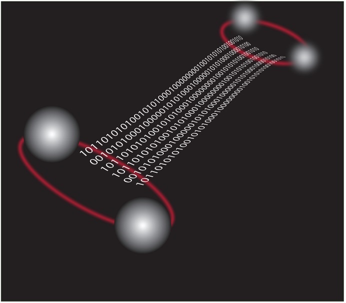Artistic concept of quantum teleportation between elementary particles