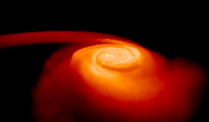 This illustration depicts two neutron stars colliding