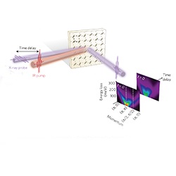 Scattering setup to measure the time-dependent dynamics of spin waves