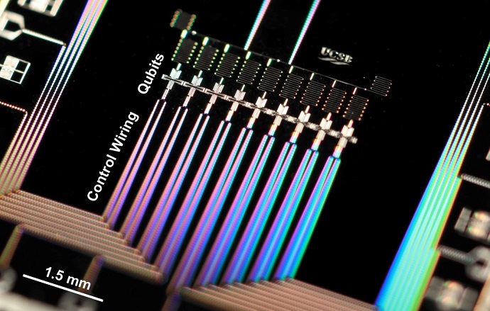 Quantum computer operating on 9 quantum bits