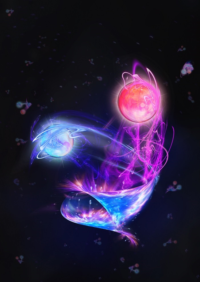 Illustration of the creation of elementary particle pairs out of the vacuum