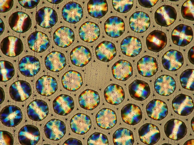 Cross-section through one of the bespoke optical fibres