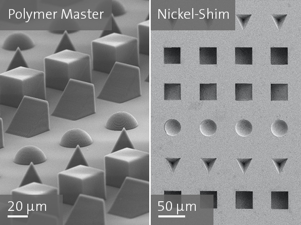 Nickel shim fabricated from a printed polymer structure by electroforming