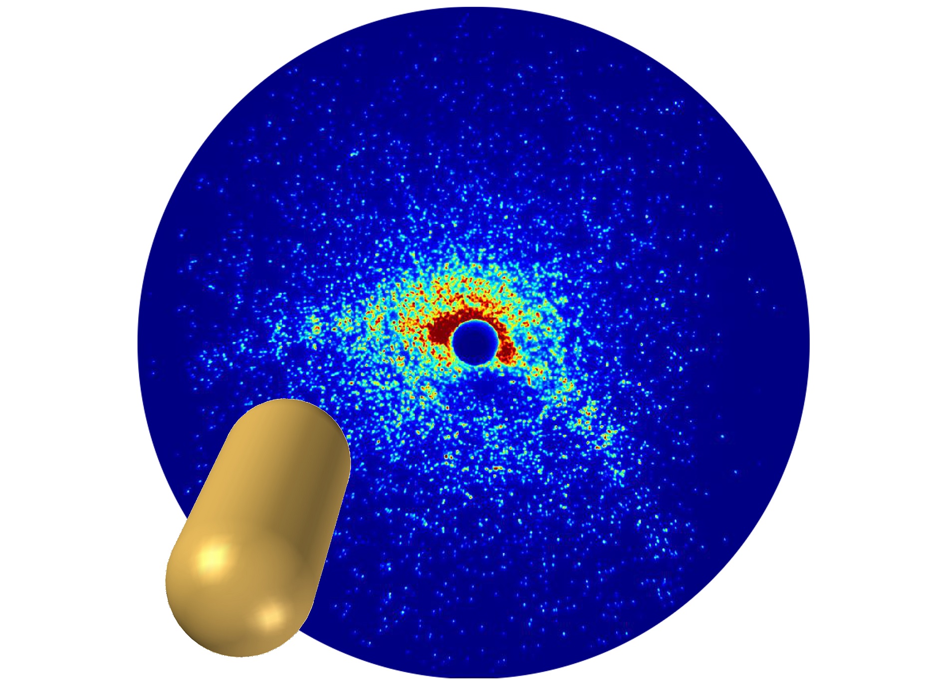 Pill-shaped helium nanodroplets can be detected through curved structures in the scatter image