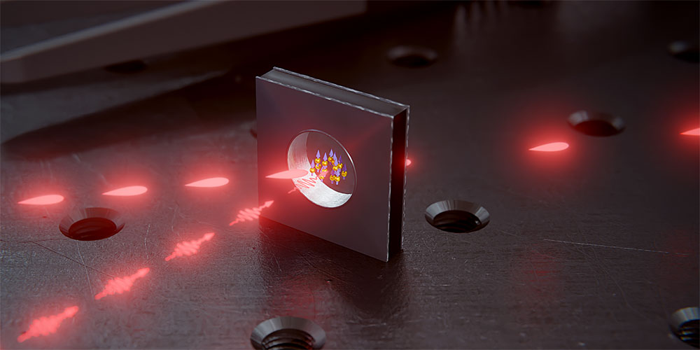 Light pulses can be stored and retrieved in the glass cell, which is filled with rubidium atoms and is only a few millimeters in size.