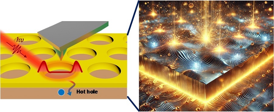 Conceptual diagram of controlling hot-hole using Au nanomesh