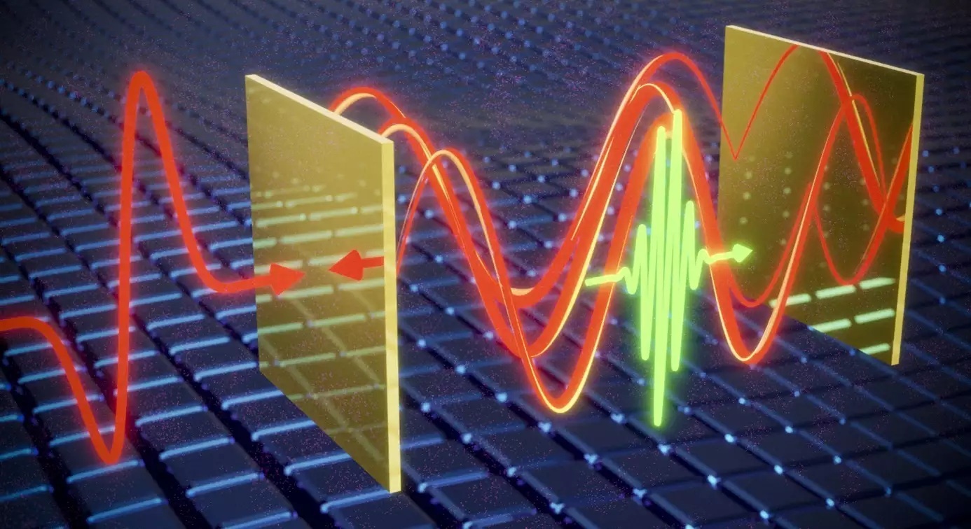 Experimental principle of electro-optic cavities measuring the multiple echoes of the THz light field with a visible probe pulse during a nonlinear interaction inside a Fabry–Pérot cavity