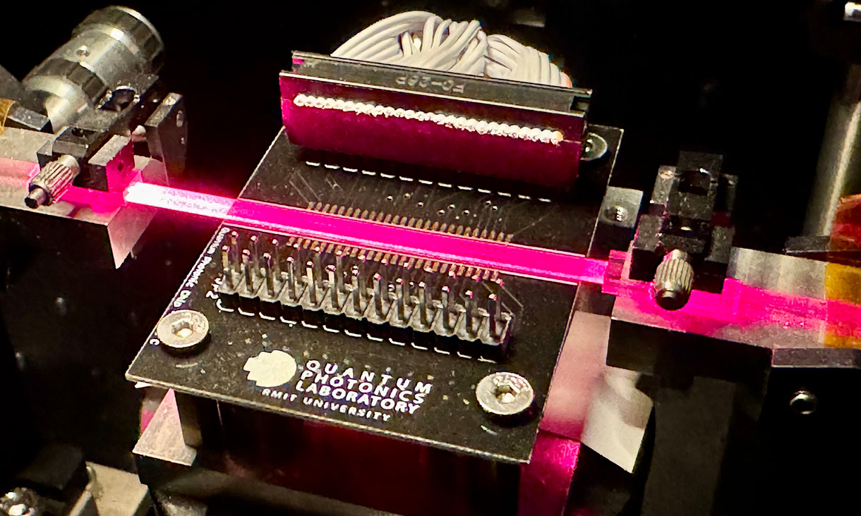 The team’s reprogrammable light-based processor.