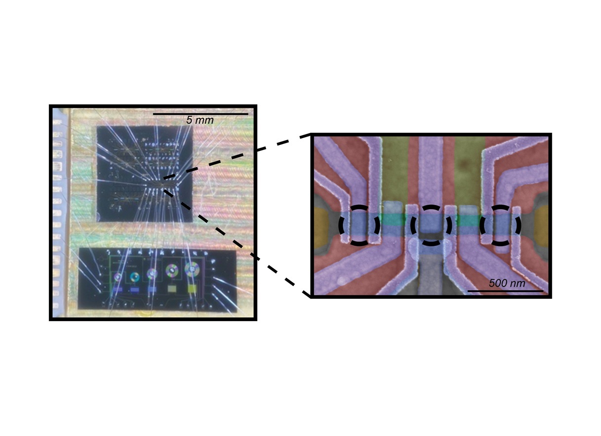 The 2DEG chip measured in these experiments connected to a chip containing electrical resonators, that enable fast calibrations