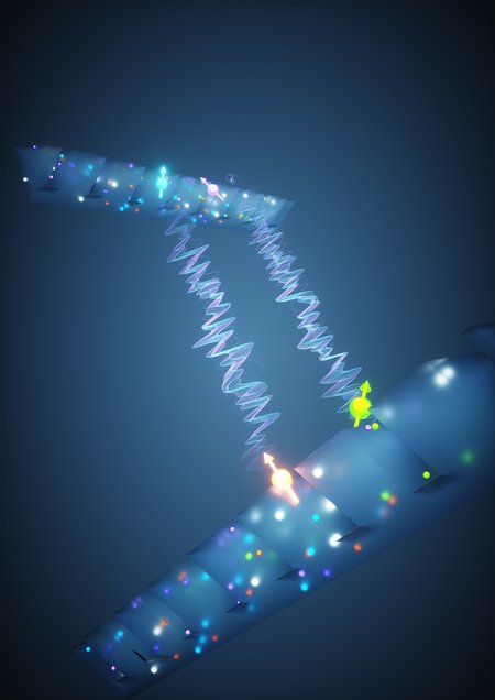 An artistic representation of a multiplexed quantum network.