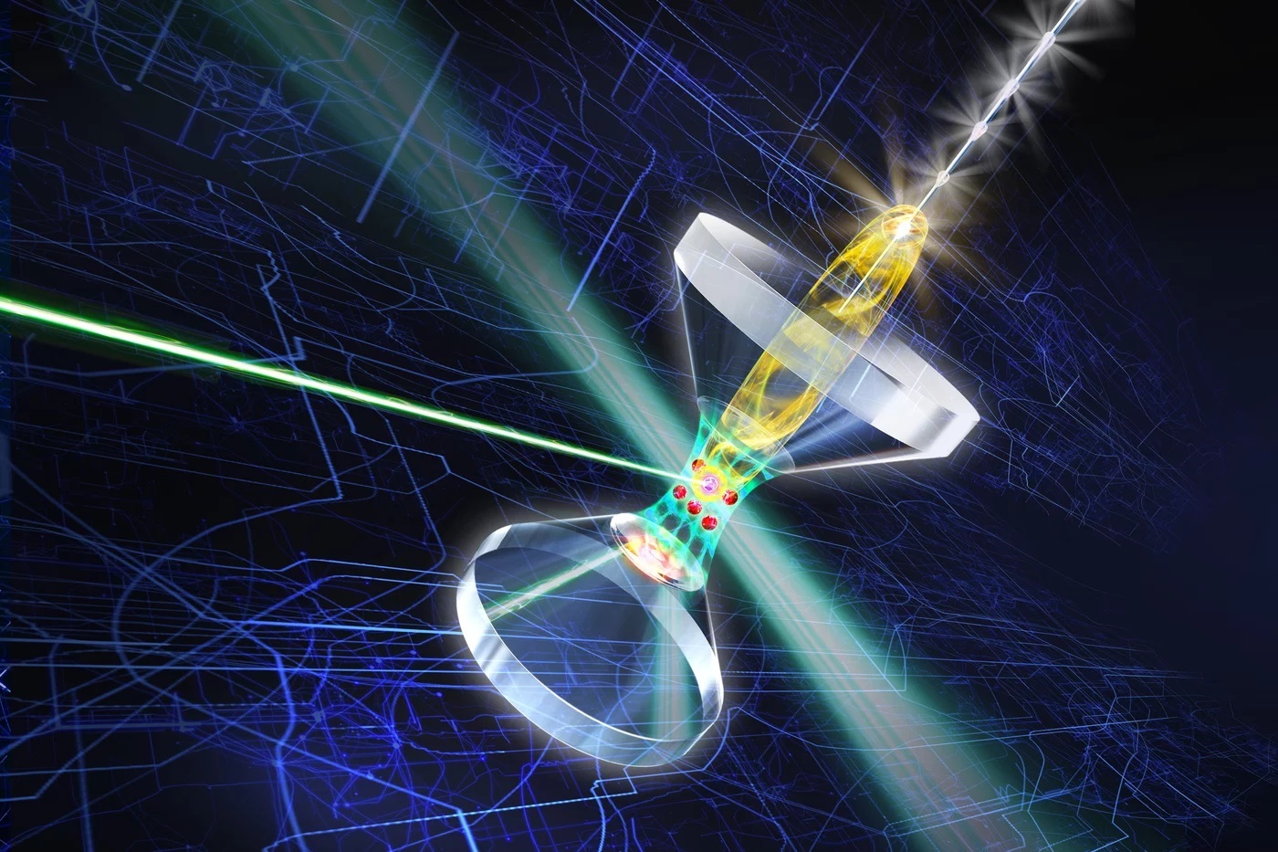 Visualisation of rubidium atoms trapped in the optical resonator and addressed individually using a highly focussed laser beam